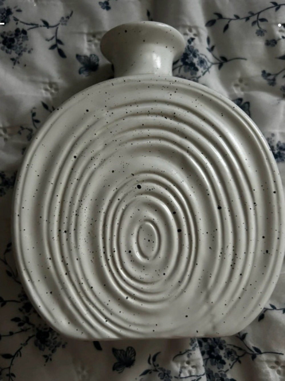 2 Speckled White Ceramic Concentric Vases - Decorative Home Art